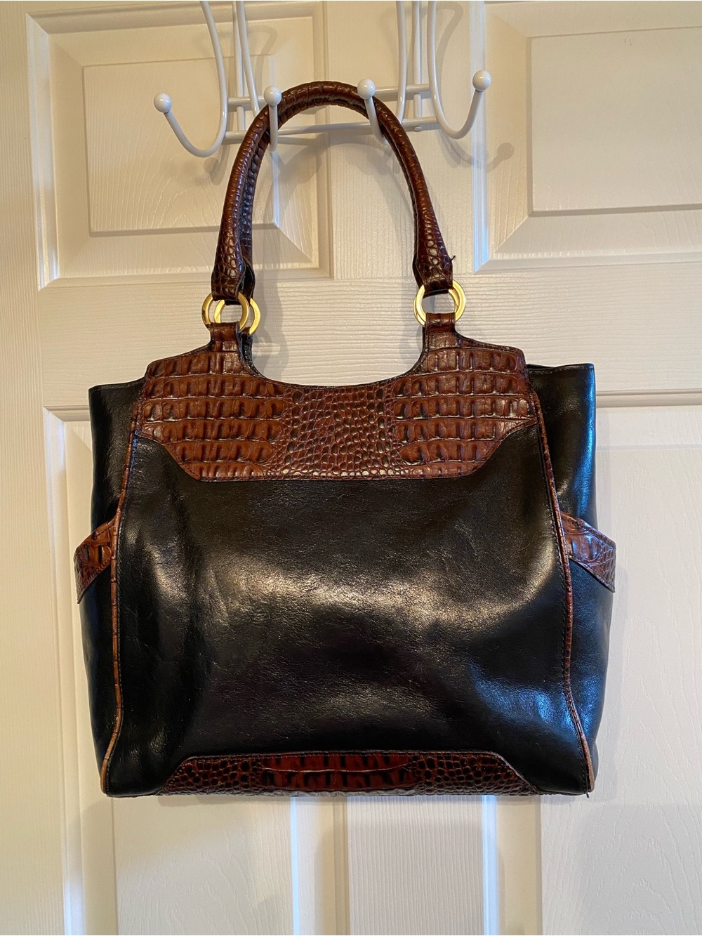 Brahmin Black and Brown Leather Tote